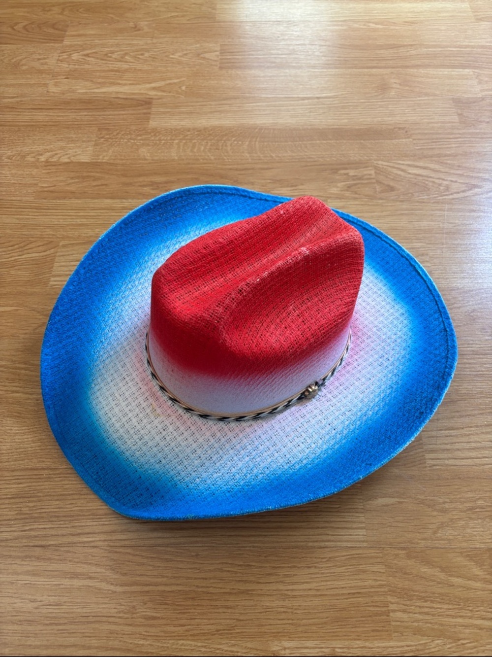 Straw Cowboy Hat - Red, White & Blue Youth Small